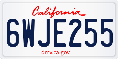 CA license plate 6WJE255