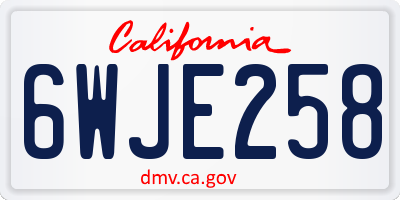 CA license plate 6WJE258