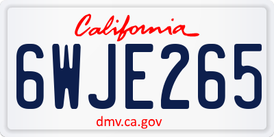 CA license plate 6WJE265
