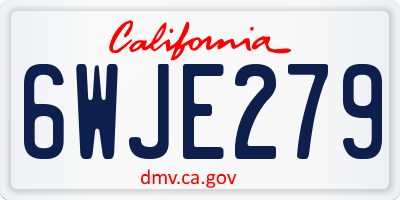 CA license plate 6WJE279