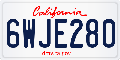 CA license plate 6WJE280