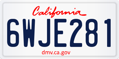 CA license plate 6WJE281