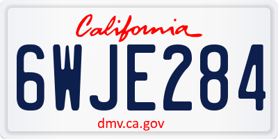 CA license plate 6WJE284