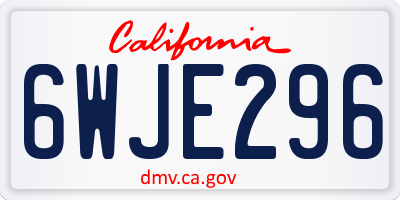 CA license plate 6WJE296