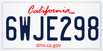 CA license plate 6WJE298
