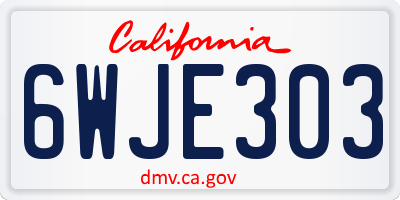 CA license plate 6WJE303