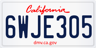 CA license plate 6WJE305