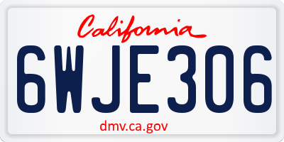 CA license plate 6WJE306