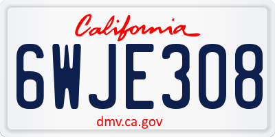 CA license plate 6WJE308