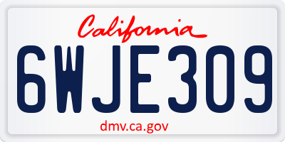 CA license plate 6WJE309