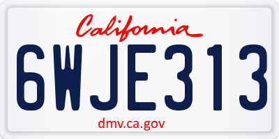 CA license plate 6WJE313