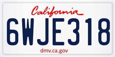 CA license plate 6WJE318