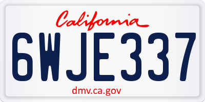 CA license plate 6WJE337