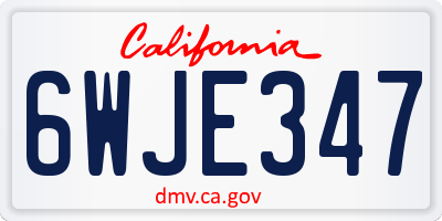 CA license plate 6WJE347