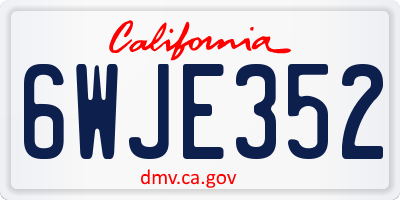 CA license plate 6WJE352