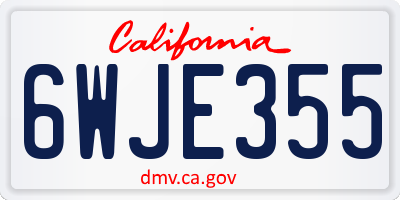 CA license plate 6WJE355