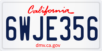 CA license plate 6WJE356