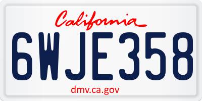 CA license plate 6WJE358
