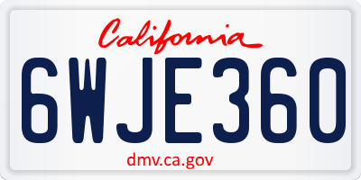 CA license plate 6WJE360