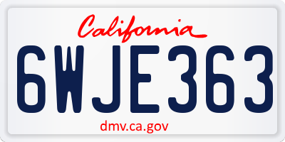 CA license plate 6WJE363
