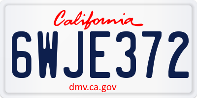 CA license plate 6WJE372