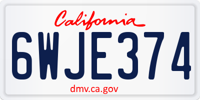 CA license plate 6WJE374