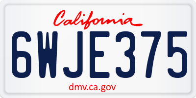 CA license plate 6WJE375