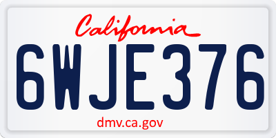 CA license plate 6WJE376