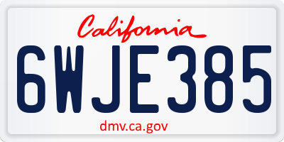 CA license plate 6WJE385