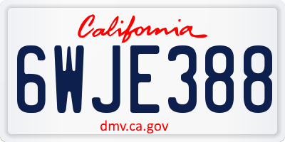 CA license plate 6WJE388