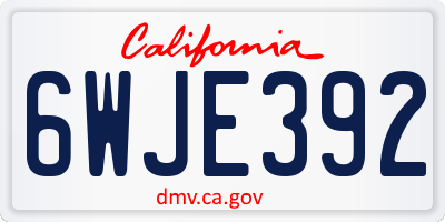 CA license plate 6WJE392