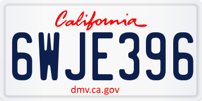 CA license plate 6WJE396