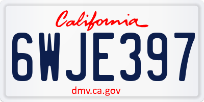 CA license plate 6WJE397