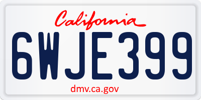 CA license plate 6WJE399
