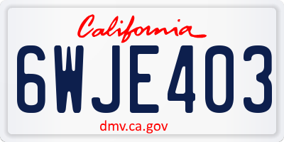 CA license plate 6WJE403