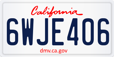 CA license plate 6WJE406