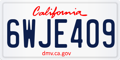 CA license plate 6WJE409