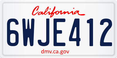 CA license plate 6WJE412