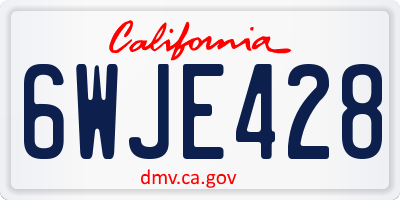 CA license plate 6WJE428