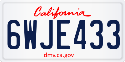 CA license plate 6WJE433