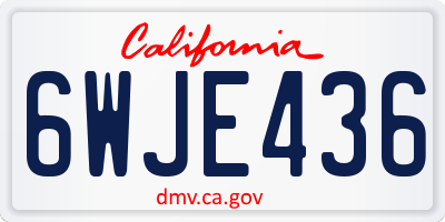 CA license plate 6WJE436