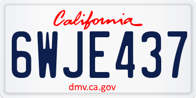 CA license plate 6WJE437