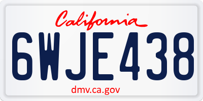 CA license plate 6WJE438