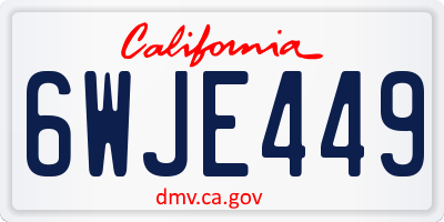CA license plate 6WJE449