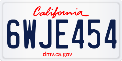 CA license plate 6WJE454