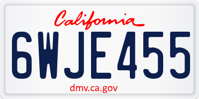 CA license plate 6WJE455