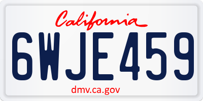 CA license plate 6WJE459