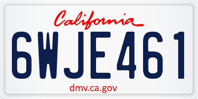 CA license plate 6WJE461
