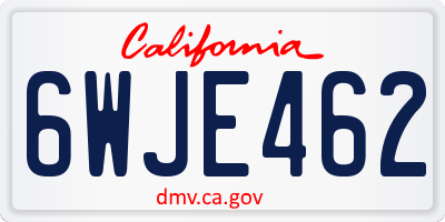CA license plate 6WJE462