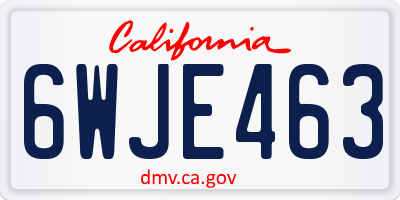 CA license plate 6WJE463